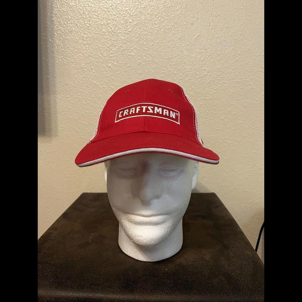 Craftsman Baseball Hat Cap Red White ACE  Trucker With Mesh Back SnapBack
